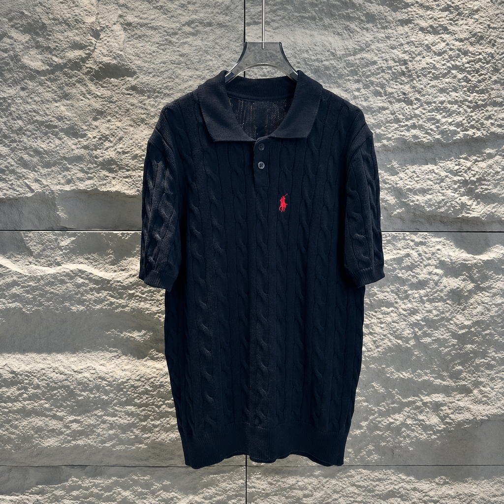 Ralph Lauren Cable Knit Short Sleeve Polo Shirt