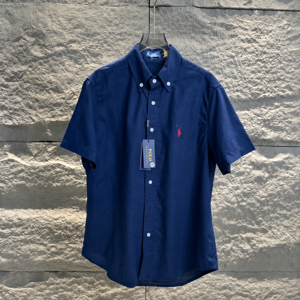 Ralph Lauren Shirt Embroidered Pony Linen Short Sleeve Casual Shirt