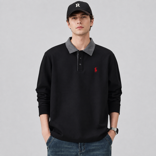 Ralph Lauren Contrast Collar Long Sleeve Polo Shirt