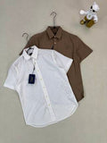 Ralph Lauren Shirt Linen Two-Tone Short Sleeve Shirt