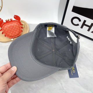 Ralph Lauren Hat Slate Gray White Pony Curved-Brim Baseball Cap