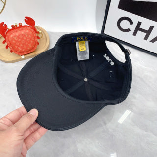 Ralph Lauren Hat Black White Pony Curved-Brim Baseball Cap