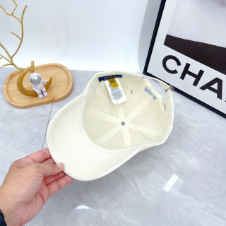 Ralph Lauren Hat Ivory Light Blue Pony Low-Profile Baseball Cap