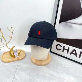 Ralph Lauren Hat Dark Navy Red Pony Rounded-Crown Baseball Cap