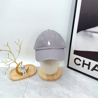 Ralph Lauren Hat Dove Gray White Pony Curved-Brim Baseball Cap