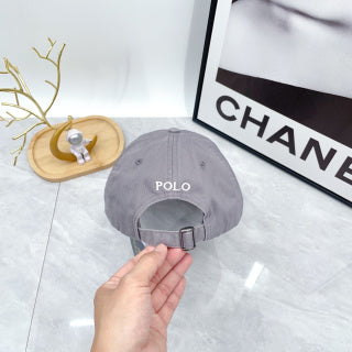 Ralph Lauren Hat Dove Gray White Pony Curved-Brim Baseball Cap