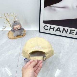 Ralph Lauren Hat Pale Butter Baseball Cap with Front Polo Bear Embroidery