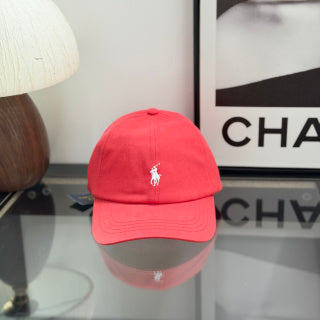 Ralph Lauren Hat Bright Red Baseball Cap with White Pony Embroidery and POLO Back Strap