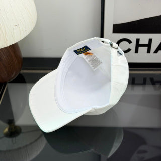 Ralph Lauren Hat White Baseball Cap with Navy Pony Embroidery
