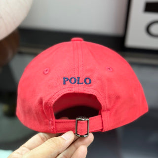 Ralph Lauren Hat Watermelon Red Baseball Cap with Navy Pony Embroidery