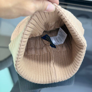 Ralph Lauren Hat Oatmeal Beige Cable Knit Beanie with Tonal Pony Embroidery