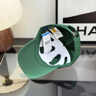 Ralph Lauren Hat Deep Green Baseball Cap with Red Pony Embroidery