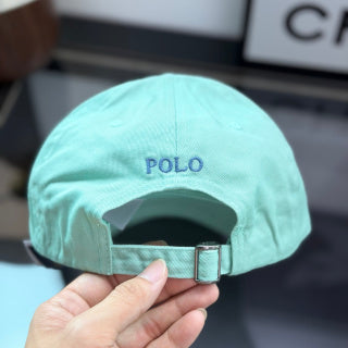 Ralph Lauren Hat Seafoam Green Baseball Cap with Blue Pony Embroidery