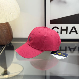 Ralph Lauren Hat Raspberry Pink Baseball Cap with Navy Pony Embroidery