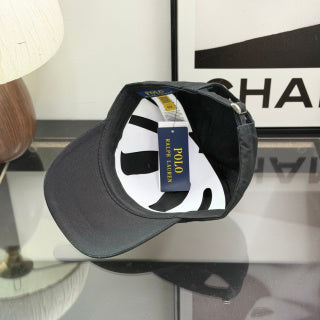 Ralph Lauren Hat Black Baseball Cap with White Pony Embroidery