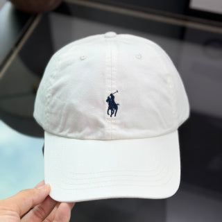 Ralph Lauren Hat Cream Baseball Cap with Navy Pony Embroidery