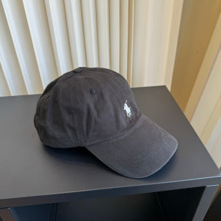 Ralph Lauren Hat Faded Charcoal White Pony Washed Baseball Cap