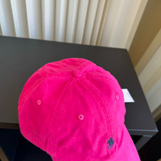 Ralph Lauren Hat Hot Pink Navy Pony Relaxed Baseball Cap