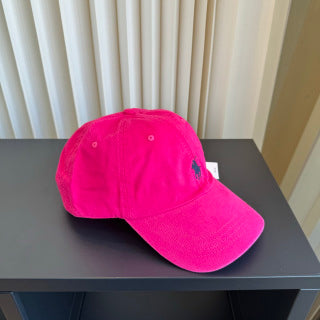 Ralph Lauren Hat Hot Pink Navy Pony Relaxed Baseball Cap