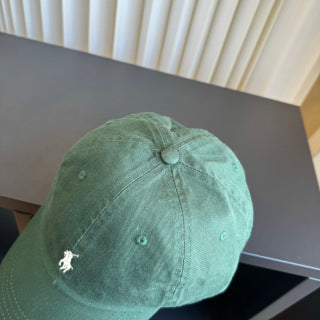 Ralph Lauren Hat Faded Green White Pony Baseball Cap