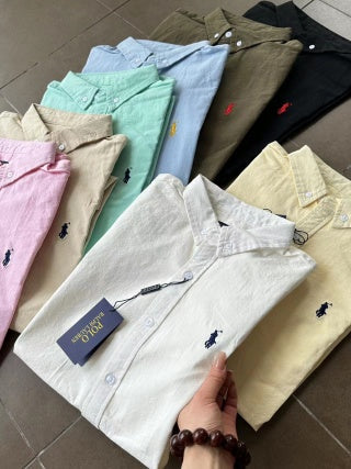 Ralph Lauren Shirt Cotton Linen Blend Short Sleeve Casual Shirt