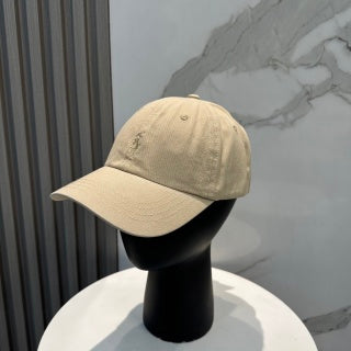 Ralph Lauren Hat Natural Beige Tonal Pony Curved Brim Cap