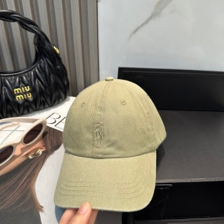 Ralph Lauren Hat Olive Khaki Tonal Pony Paneled Baseball Cap
