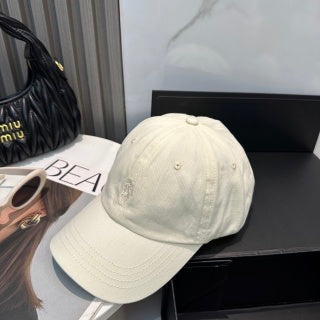 Ralph Lauren Hat Ivory Tonal Pony Paneled Baseball Cap