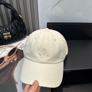 Ralph Lauren Hat Ivory Tonal Pony Paneled Baseball Cap