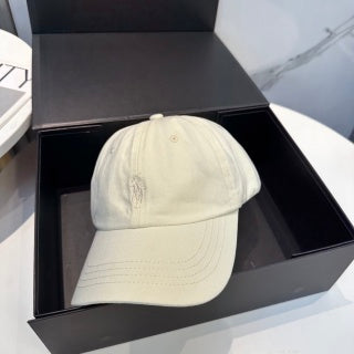 Ralph Lauren Hat Ivory Tonal Pony Paneled Baseball Cap