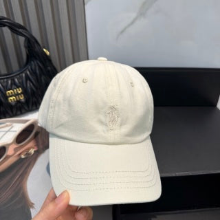 Ralph Lauren Hat Ivory Tonal Pony Paneled Baseball Cap