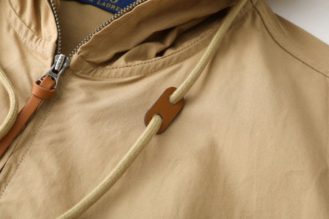 Ralph Lauren Outerwear Cotton Drawstring Hood Zip Jacket
