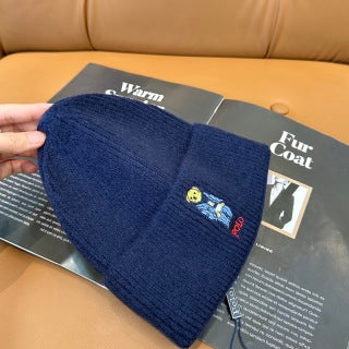 Ralph Lauren Hat Navy Polo Bear Foldover Knit Beanie