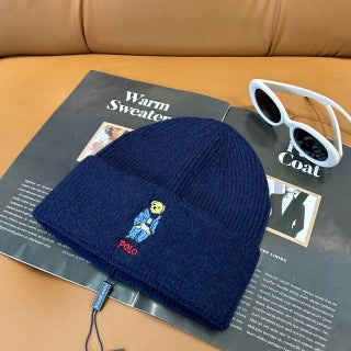 Ralph Lauren Hat Navy Polo Bear Foldover Knit Beanie