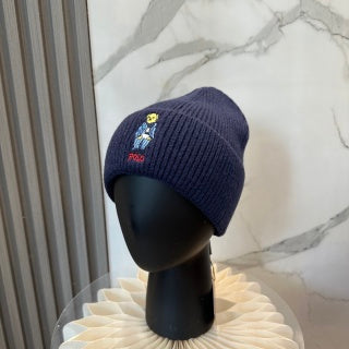 Ralph Lauren Hat Navy Polo Bear Foldover Knit Beanie