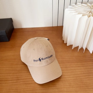 Ralph Lauren Hat Sand Beige Contrast Wordmark Curved Brim Cap