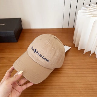 Ralph Lauren Hat Sand Beige Contrast Wordmark Curved Brim Cap