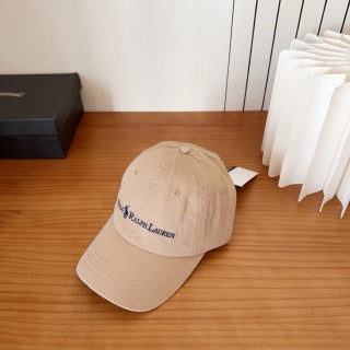 Ralph Lauren Hat Sand Beige Contrast Wordmark Curved Brim Cap