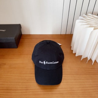 Ralph Lauren Hat Black Contrast Wordmark Baseball Cap