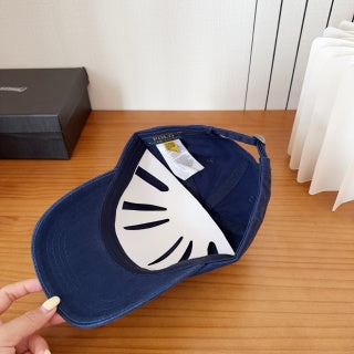 Ralph Lauren Hat Navy Embroidered Wordmark Curved Brim Cap