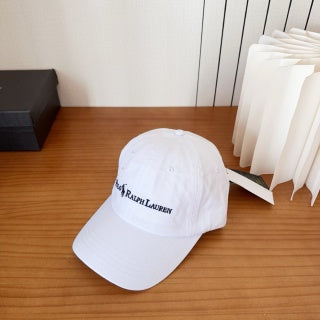 Ralph Lauren Hat White Embroidered Wordmark Baseball Cap