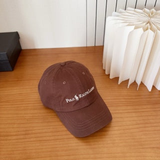 Ralph Lauren Hat Brown Script Logo Curved Brim Baseball Cap