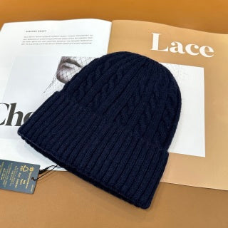 Ralph Lauren Hat Navy Contrast Pony Ribbed Knit Beanie