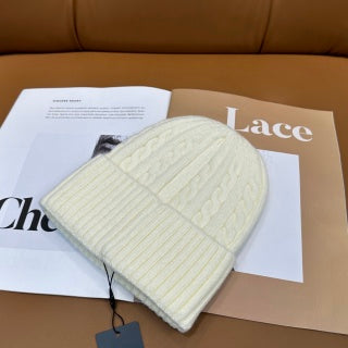 Ralph Lauren Hat Cream Ribbed Fold-Cuff Beanie