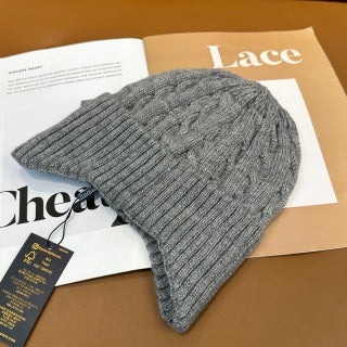 Ralph Lauren Hat Gray Ribbed Pony Knit Beanie
