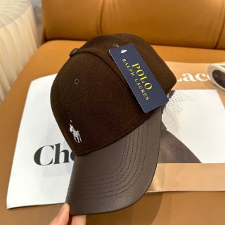 Ralph Lauren Hat Brown Curved-Brim Embroidered Pony Baseball Cap
