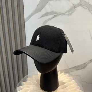 Ralph Lauren Hat Black Embroidered Pony Baseball Cap