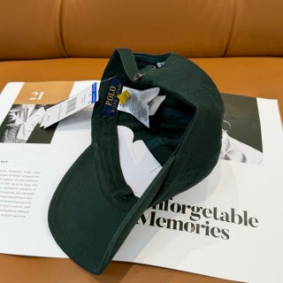 Ralph Lauren Hat Forest Green Multicolor Pony Baseball Cap
