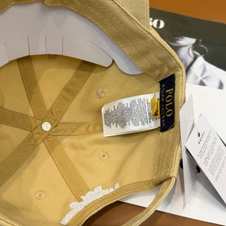 Ralph Lauren Hat Pale Yellow Multicolor Pony Baseball Cap