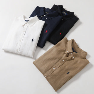 Ralph Lauren Shirt Washed Linen Classic Button Down Long Sleeve Shirt